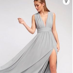 Lulu’s Heavenly Hues Light Grey Maxi Dress L